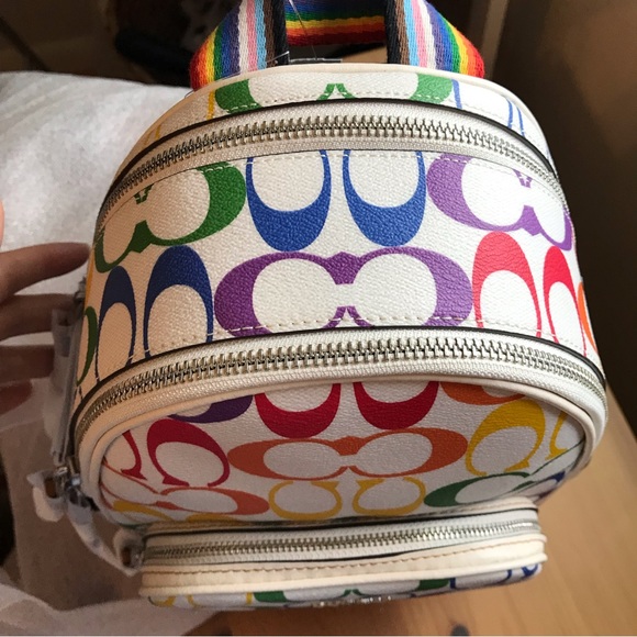 🌈 Coach Mini Court Backpack In Rainbow Signature Canvas - Picture 11 of 12